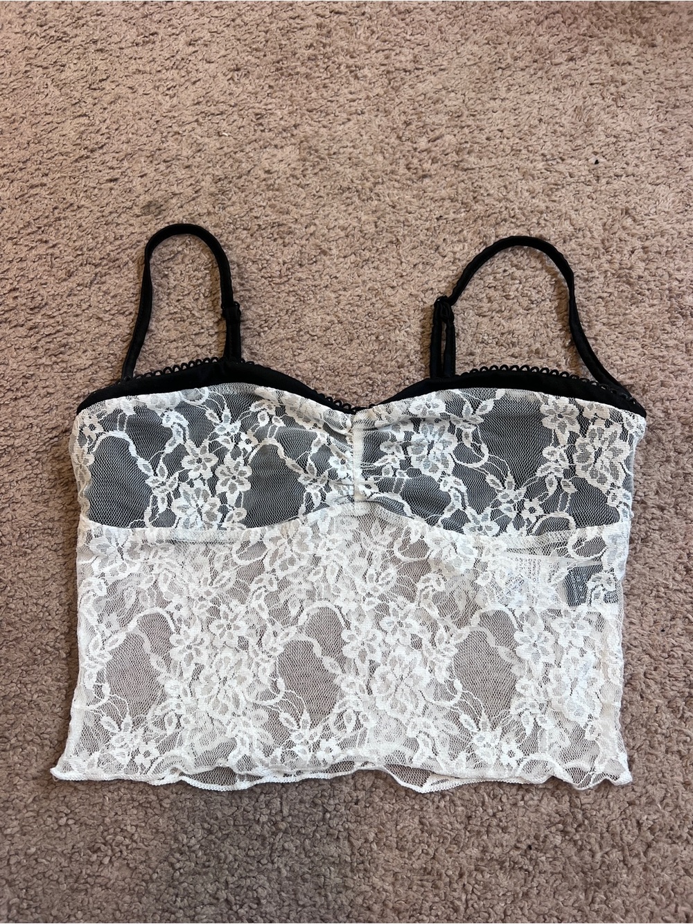 SHEIN Black & White Lace Bustier Camisole